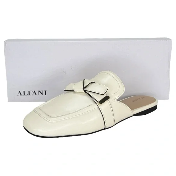 Alfani Parvani Bone Faux Leather Womens Flat Mules Size 10M - Picture 11 of 13